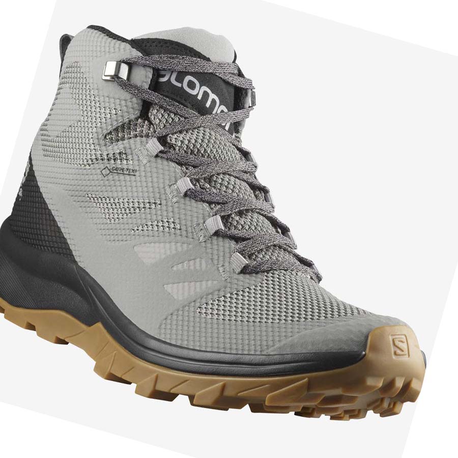 Salomon OUTLINE MID GORE-TEX Túracipő Férfi Szürke Fekete | HU 2029JPQ